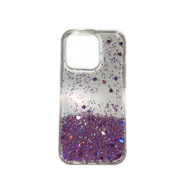 iPhone 14 pro pink hearts glittery slim phone case - Picture 2 of 3